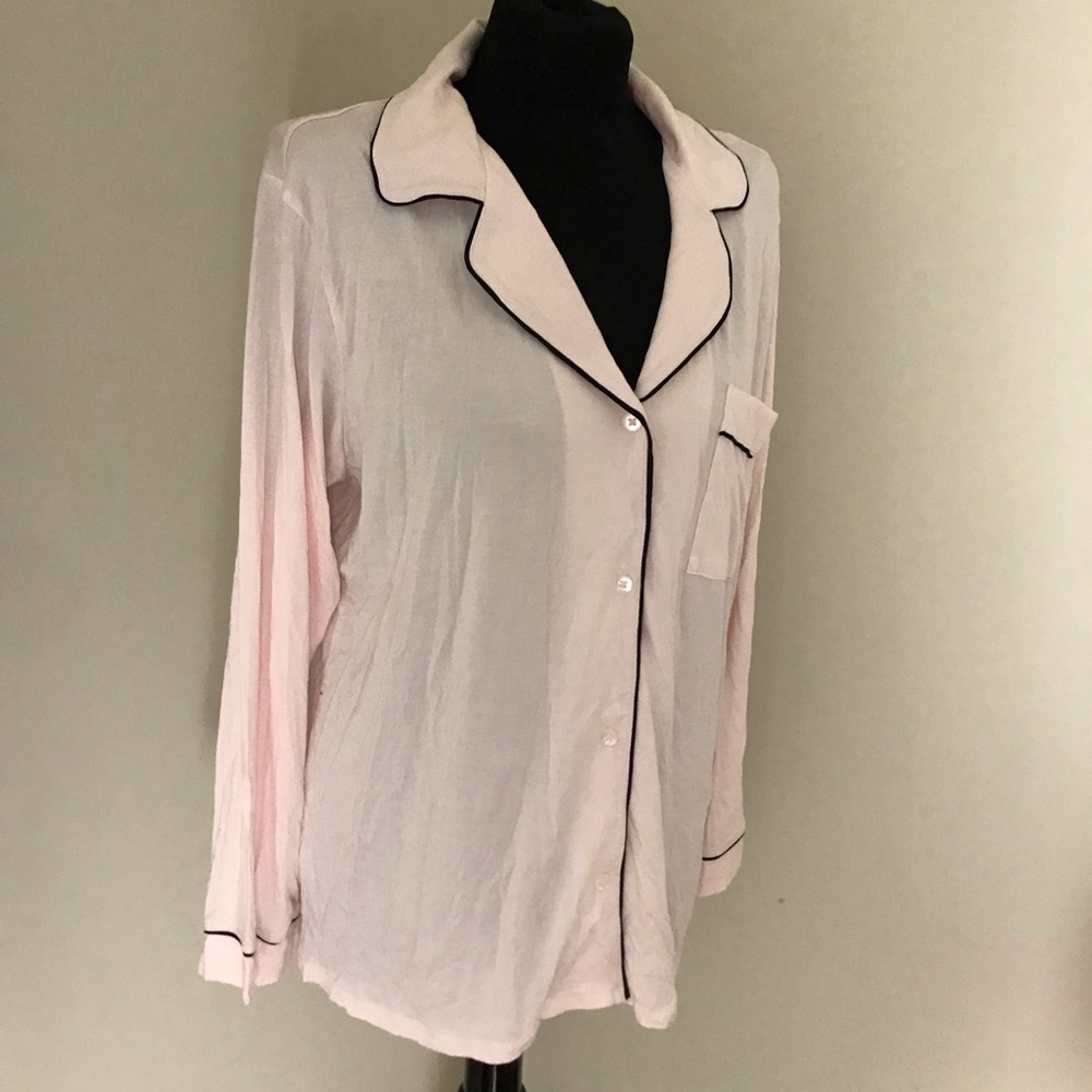 Eberjey Sorbet Pink/Black Pajama Top NWT - Picture 2 of 8